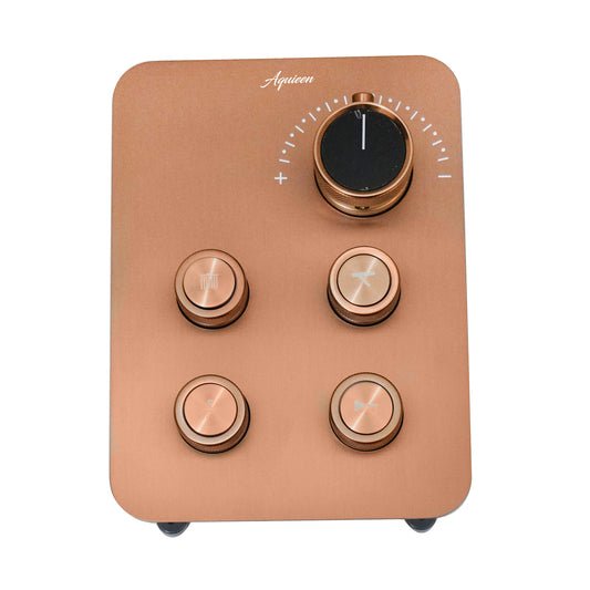 4-Way Thermostatic Diverter Brushed Rose Gold Finish, Brass Made, Wall-Mounted - For Bathroom & Spa Water Flow & Temperature Control