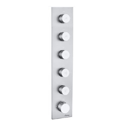 5-Way Thermostatic Diverter Chrome Finish, Brass Made, Vertical Wall-Mounted with Crystal Knob - For Bathroom Setups