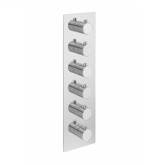 5-Way Thermostatic Diverter Chrome Finish, Brass Made, Vertical Wall-Mounted - For Bathroom Temperature & Flow Control