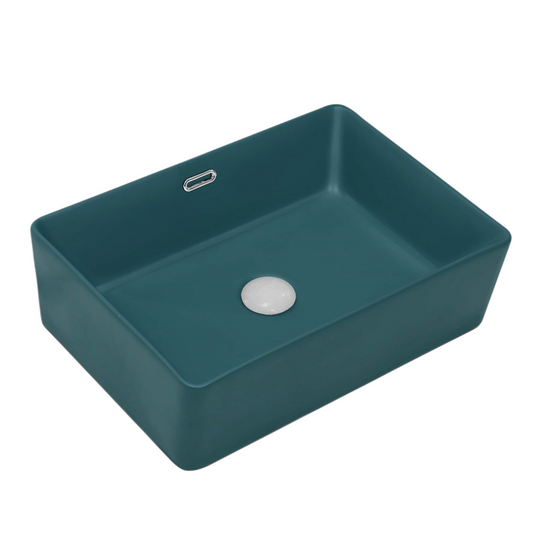 Deck-Mounted Green Finish Acrylic Wash Basin Countertop Sink 500x350x155 mm - Stylish Vanity Basin for Homes, Hotels & Designer Bathrooms