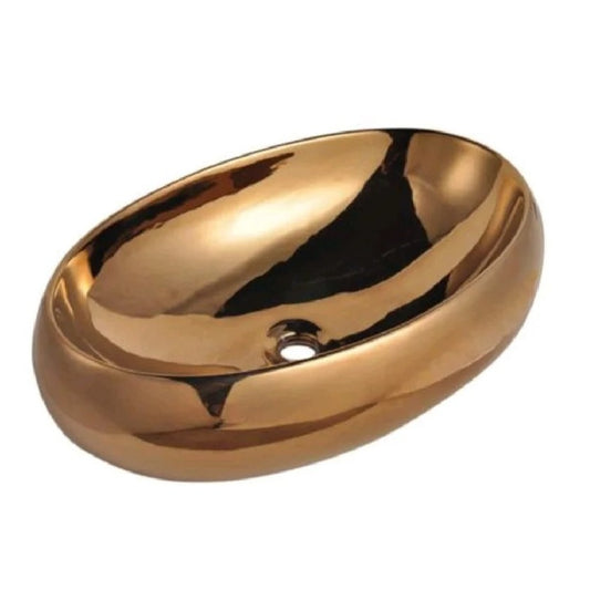 Deck-Mounted Glossy Rose Gold Finish Acrylic Wash Basin Countertop Sink 600x400x130 mm - Designer Vanity Basin for Modern Homes & Luxury Spaces