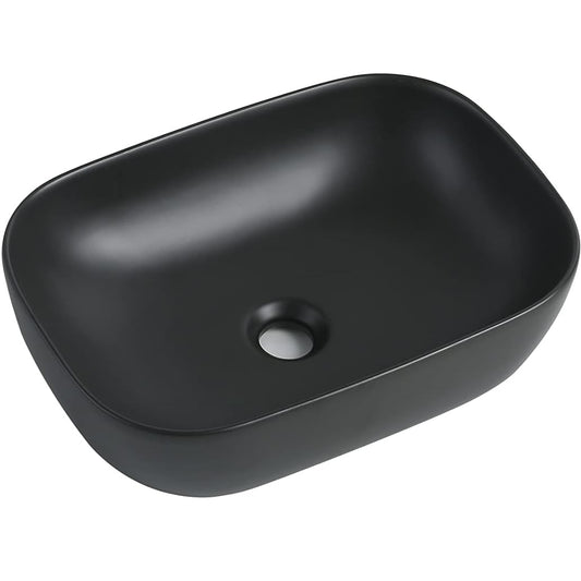 Deck-Mounted Matte Black Finish Acrylic Wash Basin Countertop Sink 360x240x120 mm - Modern Vanity Basin for Stylish Bathrooms & Commercial Spaces