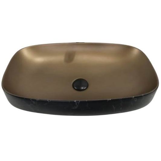 Deck-Mounted Bronze & Black Finish Acrylic Wash Basin Countertop Sink 455x325x135 mm - Luxury Vanity Basin for Modern Bathrooms & Commercial Spaces