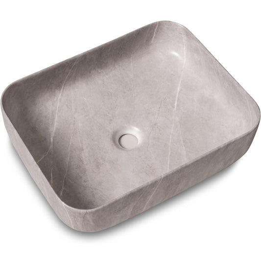 Deck-Mounted Marble Finish Acrylic Freestanding Wash Basin Countertop Sink 550x380x125 mm - Modern Vanity Basin for Bathrooms & Hotels