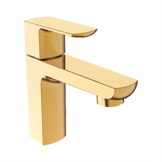 Brass Single Lever Pillar Cock With Wall Flange | Deck-Mounted Heavy Brass Faucet with Gold Finish & PVD Coating | Water Tap for Bathroom, Kitchen, Toilet, Garden, Outdoor Usage - Zura Series