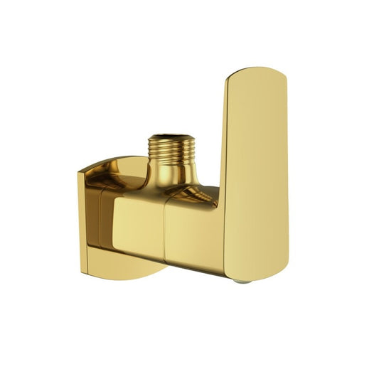 Angle Cock with Wall Flange in Gold Finish | Heavy-Duty Brass Made | PVD Coated | Zura Series