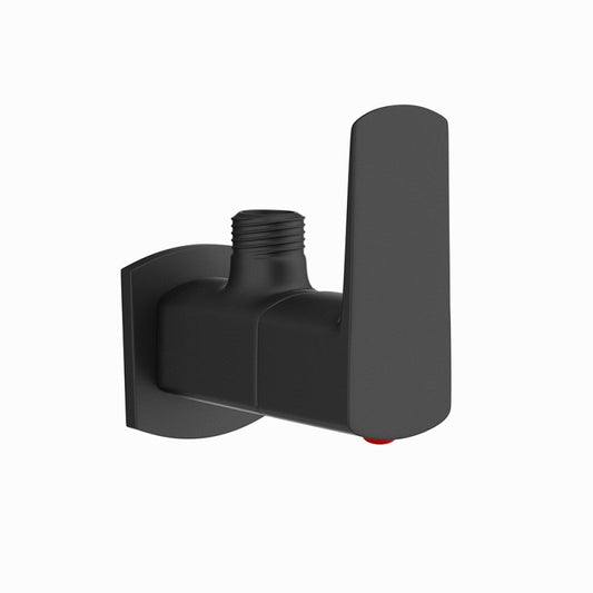 Angle Cock with Wall Flange in Matte Black Finish | Heavy-Duty Brass Made | PVD Coated | Zura Series