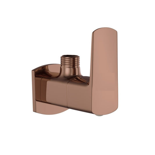 Angle Cock with Wall Flange in Rose Gold Finish | Heavy-Duty Brass Made | PVD Coated | Zura Series