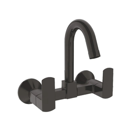 Wall-Mounted Sink Mixer Tap with Connecting Legs & Wall Flange | Heavy-Duty Brass Faucet with PVD Coating & Matte BlackFinish | Premium Kitchen & Bathroom Sink Mixer - Zura Series