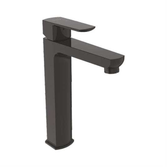 Hot & Cold Water Basin Mixer Tap 12" Extended | Heavy Duty Brass Basin Faucet | Matte Black Finish Sink Mixer Tap with PVD Coating | Deck-Mounted Single-Handle Bathroom Tap - Zura Series
