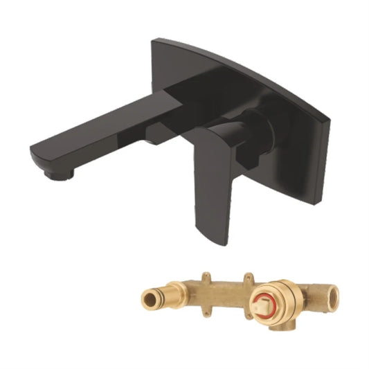 Hot & Cold Water Basin Mixer Tap | Heavy Duty Brass Basin Faucet | Matte Black Finish Sink Mixer Tap with PVD Coating | Wall-Mounted Single-Lever Bathroom Tap | Hot & Cold Water - Zura Series
