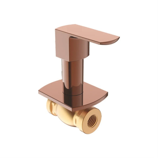 3/4" Concealed Stop Cock with Wall Flange | Heavy-Duty Brass Water Control Valve with Rose Gold Finish & PVD Coating | Ideal for Modern Bathrooms & Kitchens - Zura Series