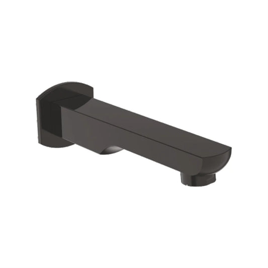 Plain Spout with Wall Flange | Matte Black PVD Coated Wall-Mounted Brass Spout | Fixed Water Outlet Tap Without Flow Control for Bathtubs, Wash Basins & Utility Areas - Zura Series