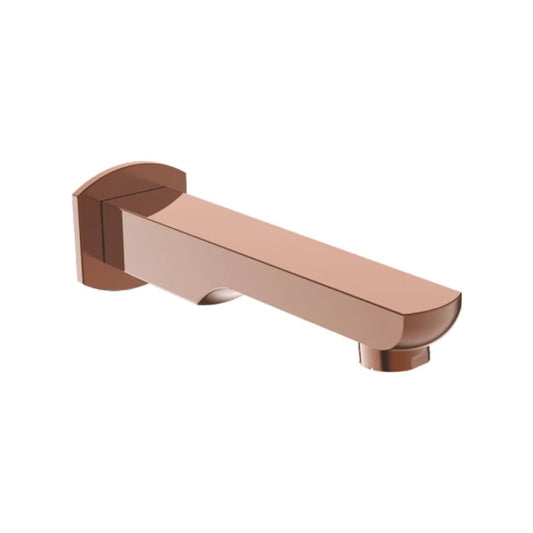Plain Spout with Wall Flange | Rose Gold Finish Wall-Mounted Brass Water Spout with PVD Coating | Fixed Water Outlet Tap Without Flow Control for Bathtubs, Basins & Utility Areas - Zura Series