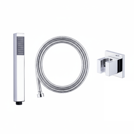 Aquieen Hand Shower, Flexible Tube & Wall Holder Set | ABS | Chrome