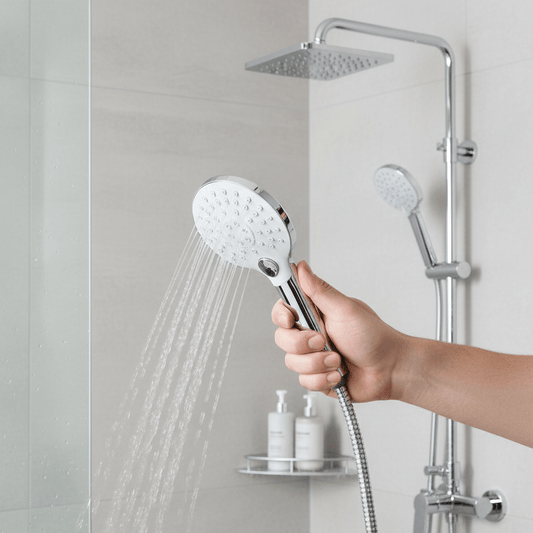 Aquieen Hand Shower, Flexible Tube & Wall Holder Set | ABS | Chrome