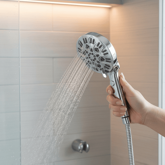 Aquieen Hand Shower, Flexible Tube & Wall Holder Set | ABS | Chrome