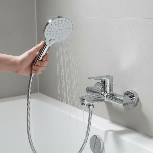Aquieen Hand Shower, Flexible Tube & Wall Holder Set | ABS | Chrome