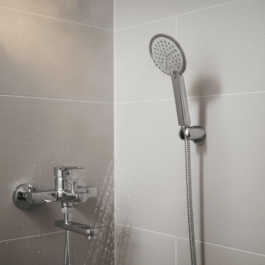 Aquieen Hand Shower, Flexible Tube & Wall Holder Set | ABS | Chrome
