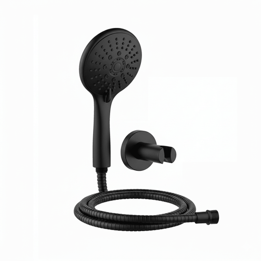 Aquieen Hand Shower, Flexible Tube & Wall Holder Set | ABS | Matte Black