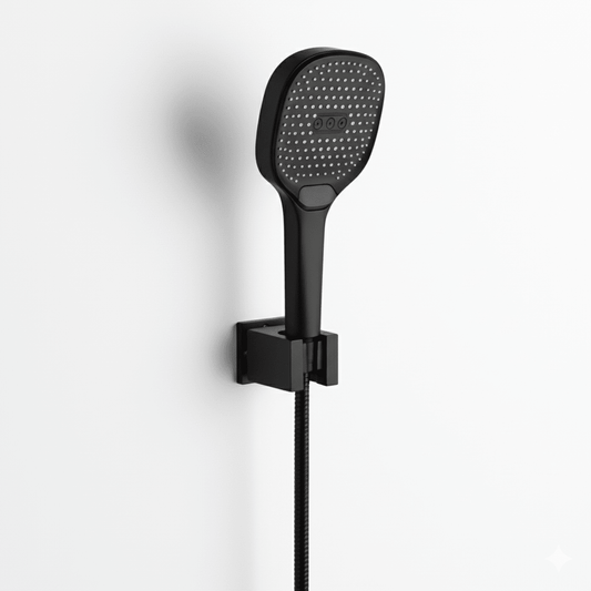 Aquieen Hand Shower, Flexible Tube & Wall Holder Set | ABS | Matte Black