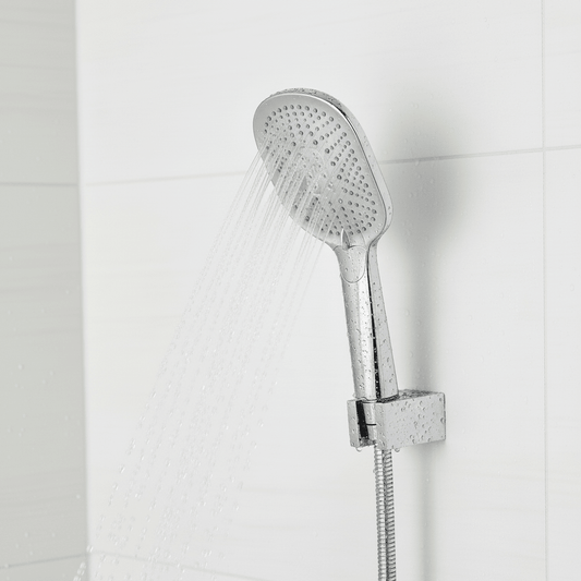 Aquieen Hand Shower, Flexible Tube & Wall Holder Set | ABS | White & Chrome