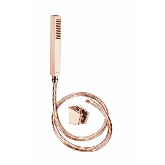 Aquieen Hand Shower, Flexible Tube & Wall Holder Set | Stainless Steel | Brushed Rose Gold