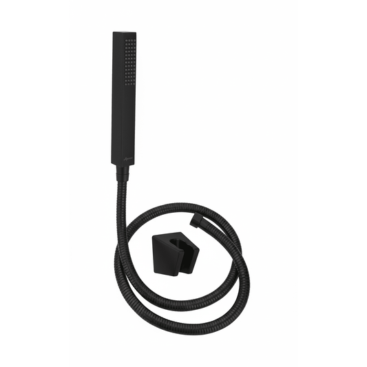 Aquieen Hand Shower, Flexible Tube & Wall Holder Set | Stainless Steel | Matte Black
