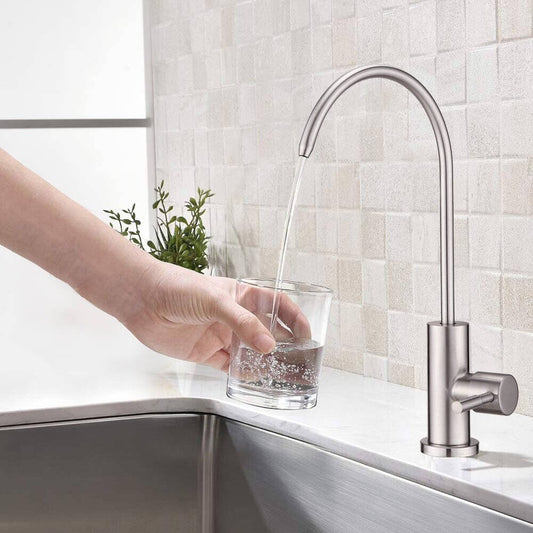 Deck-Mounted RO Tap with Connecting Hose – SS304 Stainless Steel, Silver Finish