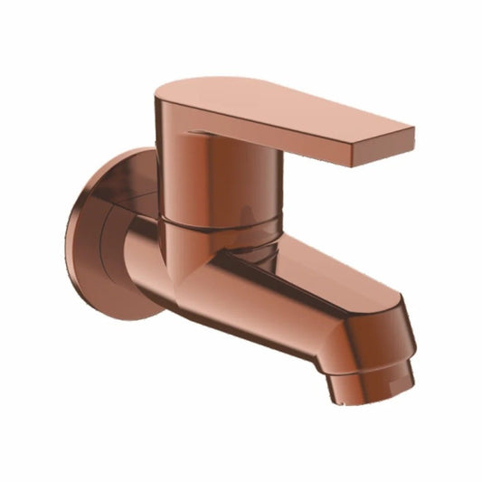 Entice Series Brass Bib Cock With Wall Flange | Wall-Mounted Heavy Brass Faucet with Rose Gold Finish & PVD Coating | Water Tap