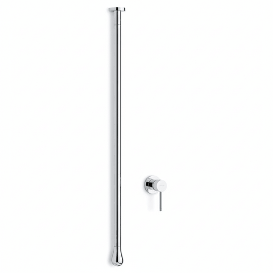 Hot & Cold Basin Mixer Tap in Chrome Finish with Electro Coating | Ceiling-Mounted Faucet Made of Brass | From Drop Series