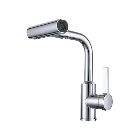Hot & Cold Water Kitchen Sink Mixer Faucet with 4 Water Flow Functions – SS304 Stainless Steel Chrome Finish Deck-Mounted Sink Tap – Robo Series