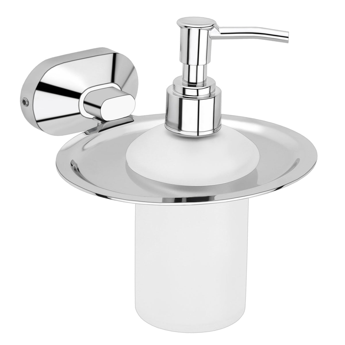 Liquid Soap Dispenser Chrome Finish, SS304 Stainless Steel Made, Wall-Mounted for Bathroom & Kitchen Use - Cuff Series