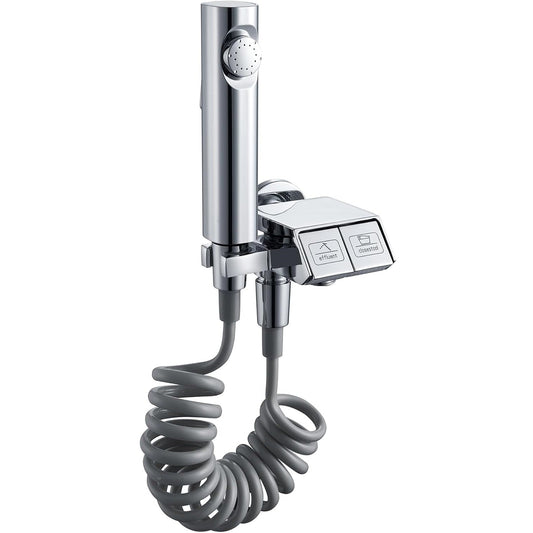 Piano Series 2 in 1 Angle Valve & Health Faucet Set | Brass Jet Spray with 1m SS Hose, & Hook in Chrome Finish | Wall-Mounted Hand Spray