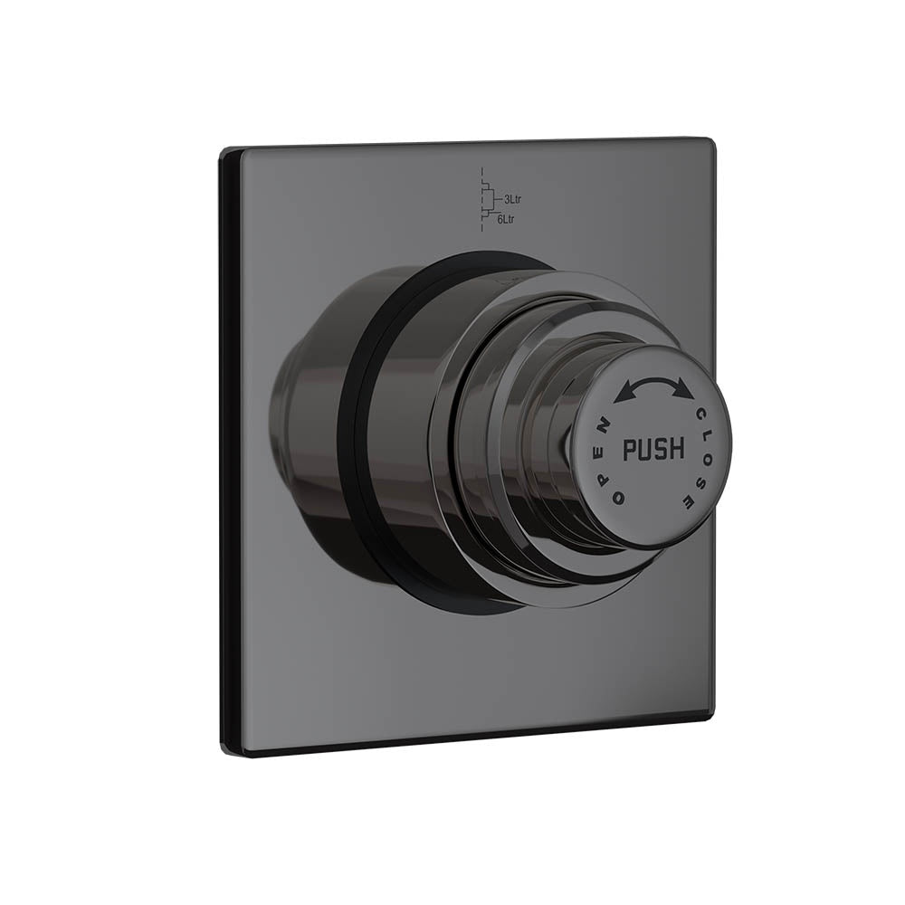 Wall-Mounted 1.5-inch Square Flush Valve in Matte Black FInish | Brass Toilet Flush Valve with PVD Coating | Flush Valves