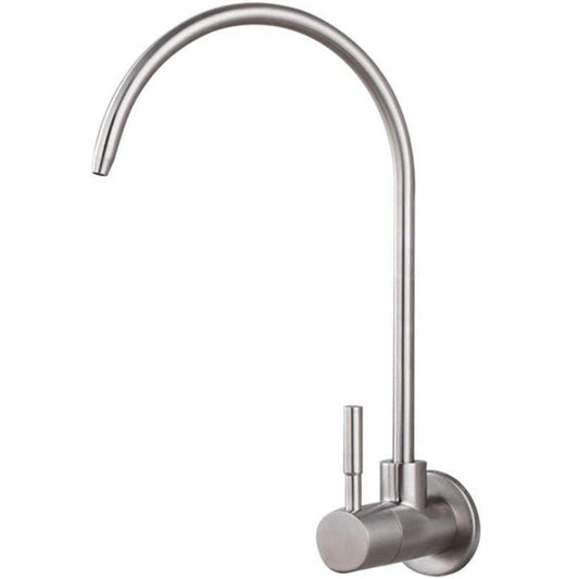 Wall-Mounted RO Tap with Hose & Flange – SS304 Stainless Steel, Silver