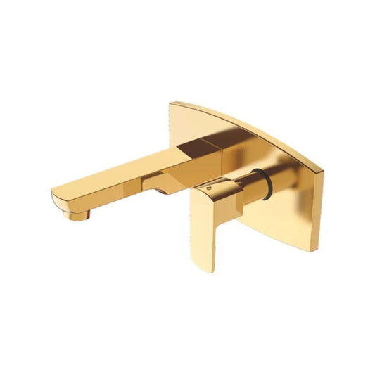 Zura Series Brass Pillar Cock With Concealed Body | Wall-Mounted Heavy Brass Faucet with Gold Finish & PVD Coating | Water Tap