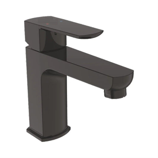 Zura Series Hot & Cold Water Basin Mixer Tap | Brass Faucet | Matte Black Finish Sink Mixer Tap with PVD Coating | Deck-Mounted