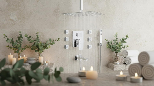 Aquieen Zura Diverter Set with Shower System & Hand Shower with Body jet (12" SHOWER (6 BODY JET))