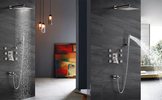 Aquieen Zura Diverter Set with Shower System & Hand Shower with Body jet (8" SHOWER (6 BODY JET))