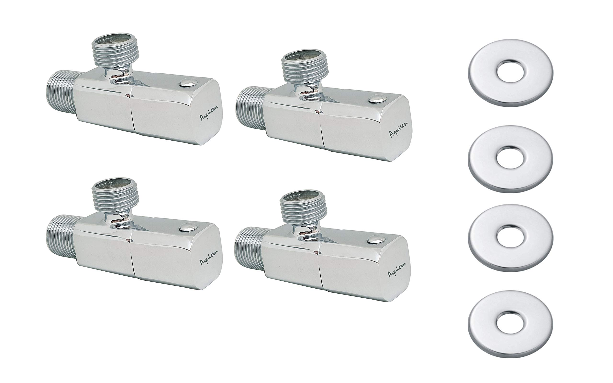 Aquieen Blanco Brass Angle Valve With Wall Flange (Pack Of 4)