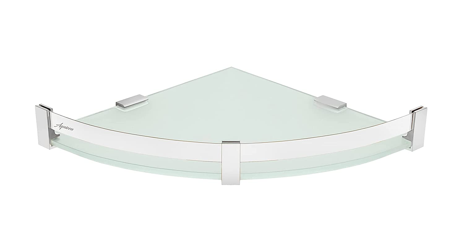Aquieen Wall Mounted Corner Shelf for Bathroom/Kitchen (12 x 12", Chrome)