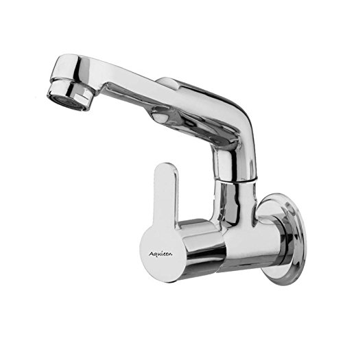 Aquieen Swan Neck Wall Mounted Sink Cock (Chrome Finish)