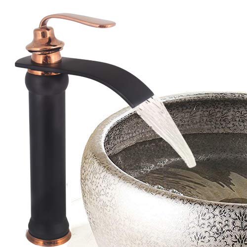 Aquieen Brass Copper Luxury Series Extended Body Hot and Cold Basin Mixer Basin Tap (Black, Rose Gold).