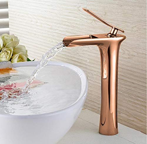 Aquieen Brass Mixer Basin Tap, Rose Gold, Copper finish