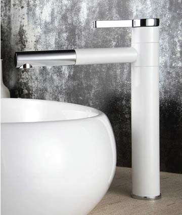 Aquieen Brass, Copper Luxury Series Extended Body Hot and Cold Basin Mixer Basin Tap (Amaze White Chrome, Twist)