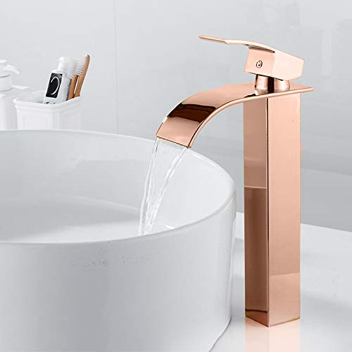 Aquieen Luxury Series Extended Body Hot & Cold Basin Mixer Basin Tap (Cascada - Rose Gold)