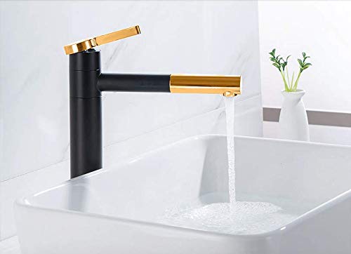 Aquieen Luxury Series Extended Body Hot & Cold Basin Mixer Basin Tap (Black Gold - Twist)