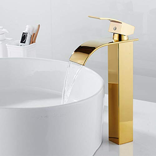 Aquieen Luxury Series Extended Body Hot and Cold Basin Mixer Basin Tap (Cascada - Gold)