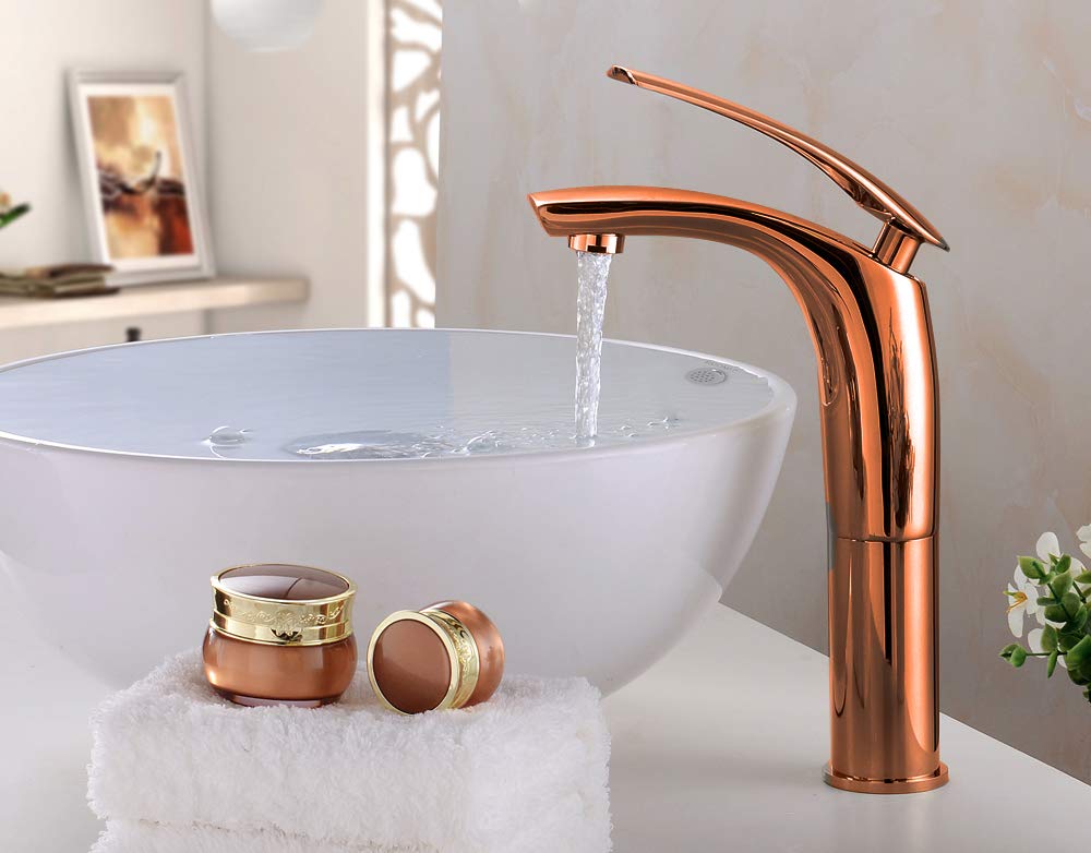 Aquieen Luxury Series Extended Body Hot & Cold Basin Mixer Basin Tap (Rose Gold)